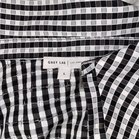 grey lab checkered sequin cropped button down size large NWOT - Picture 3 of 4